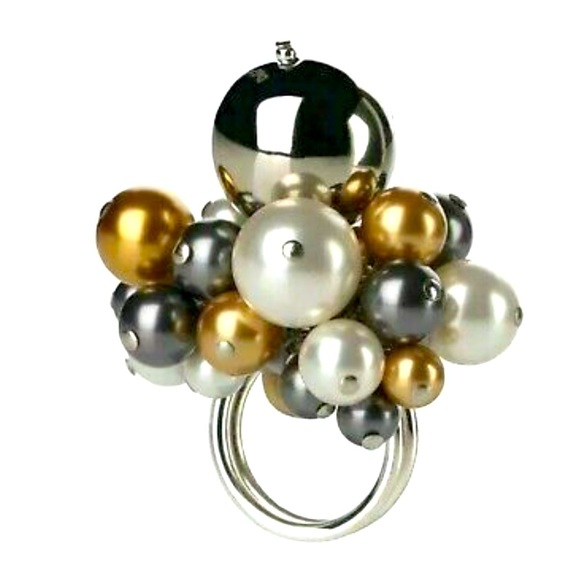 NWOT Dolce & Gabanna D&G Jewels Cocktail Ring Silver White Baubles Model #DJ0745 - Picture 2 of 9